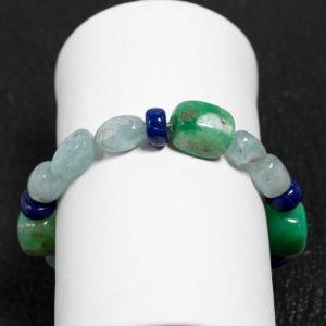 Aquamarin, Lapis Lazuli Armband ca. 9 mm