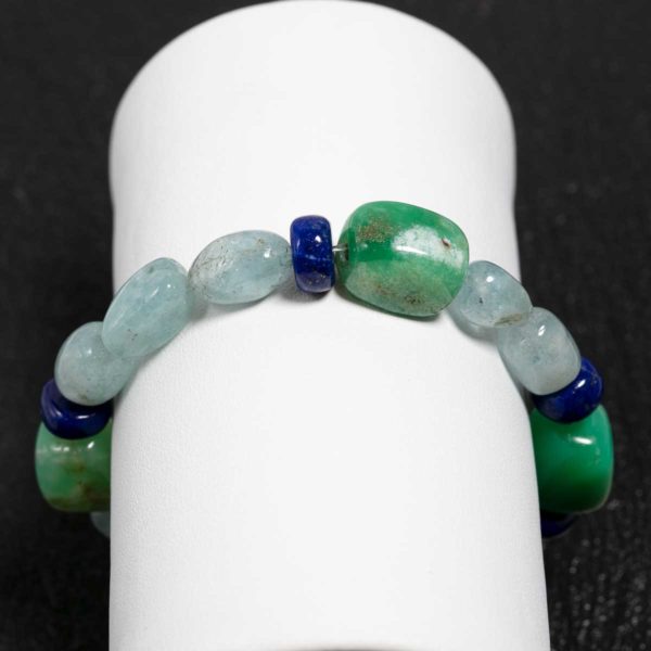 Aquamarin, Lapis Lazuli Armband ca. 9 mm