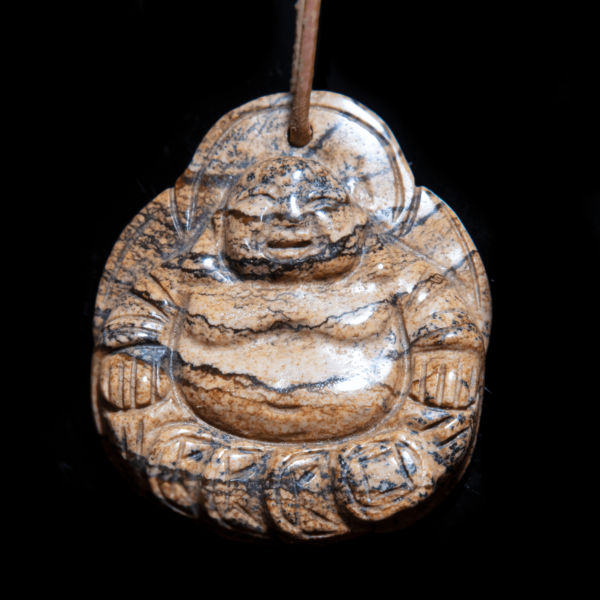 Landschaftsjaspis Buddha Anhänger gebohrt 30-40 mm