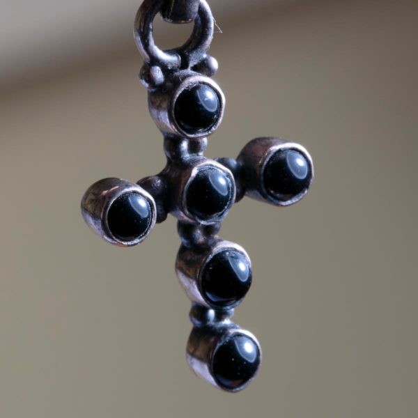 Obsidian Kreuz Silber Anhänger