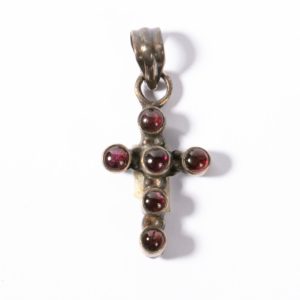Granat Kreuz Silber Anhänger