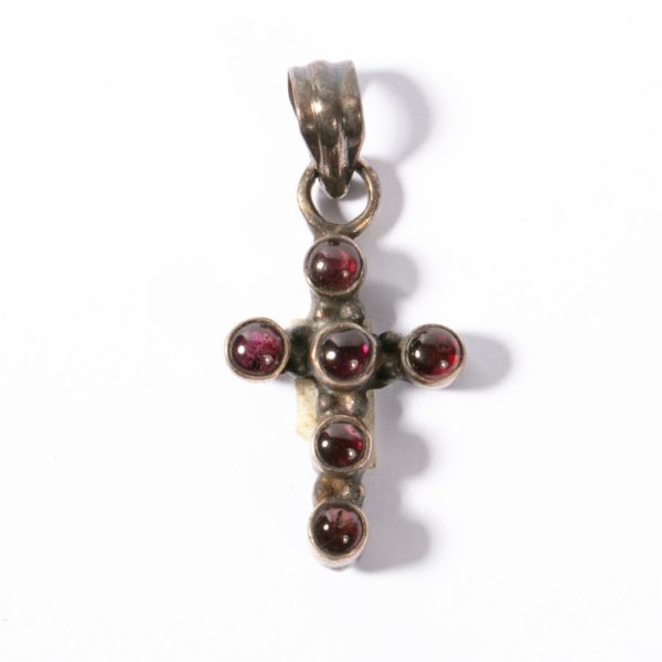 Granat Kreuz Silber Anhänger