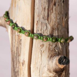 Unakit/Epidot Shamballa Armband