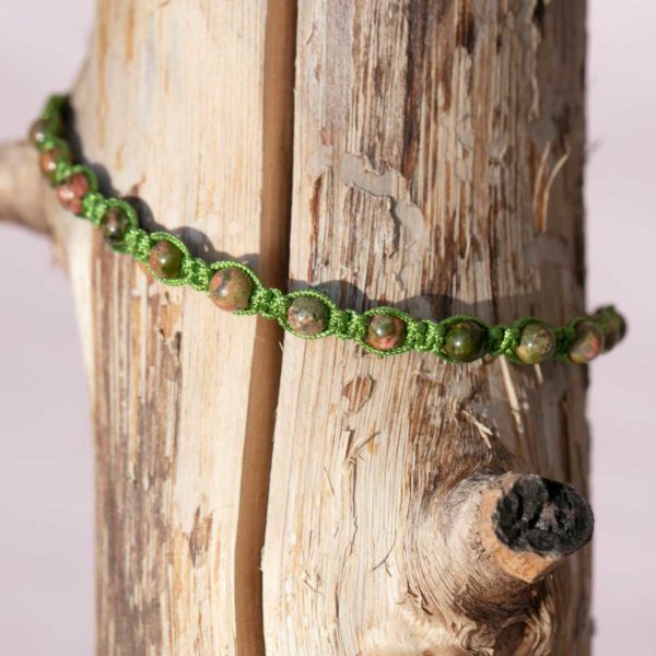 Unakit/Epidot Shamballa Armband