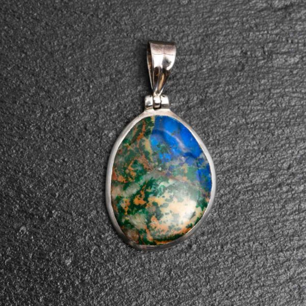 Azurit Silber Anhänger. Maße exkl. Öse: 27x22 mm