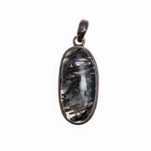 Turmalinquarz Silber Anhänger. Maße exkl. Öse: 35 x 18 mm