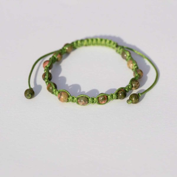 Unakit/Epidot Shamballa Armband
