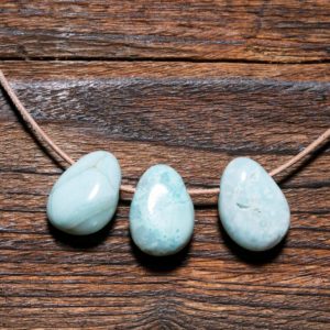 Larimar Trommelstein Anhänger Gebohrt 20 mm