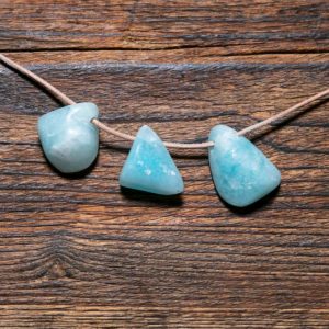 Larimar Trommelstein Anhänger Gebohrt 35 mm