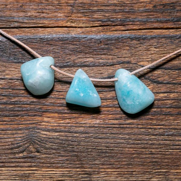 Larimar Trommelstein Anhänger Gebohrt 35 mm