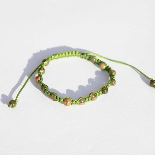 Unakit/Epidot Shamballa Armband