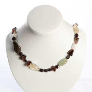 Granat, Prehnit, Bronzit, Bergkristall Kette