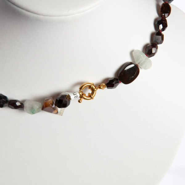 Granat, Prehnit, Bronzit, Bergkristall Kette